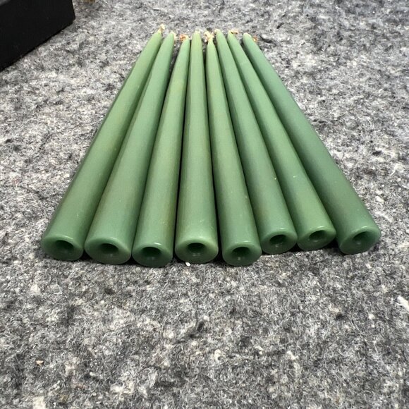 Vintage Dansk Designs France Olive Green 8" Taper Candles Set Of 8 Style 1818 - Picture 4 of 12